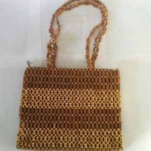 Wooden beaded bag boho purse